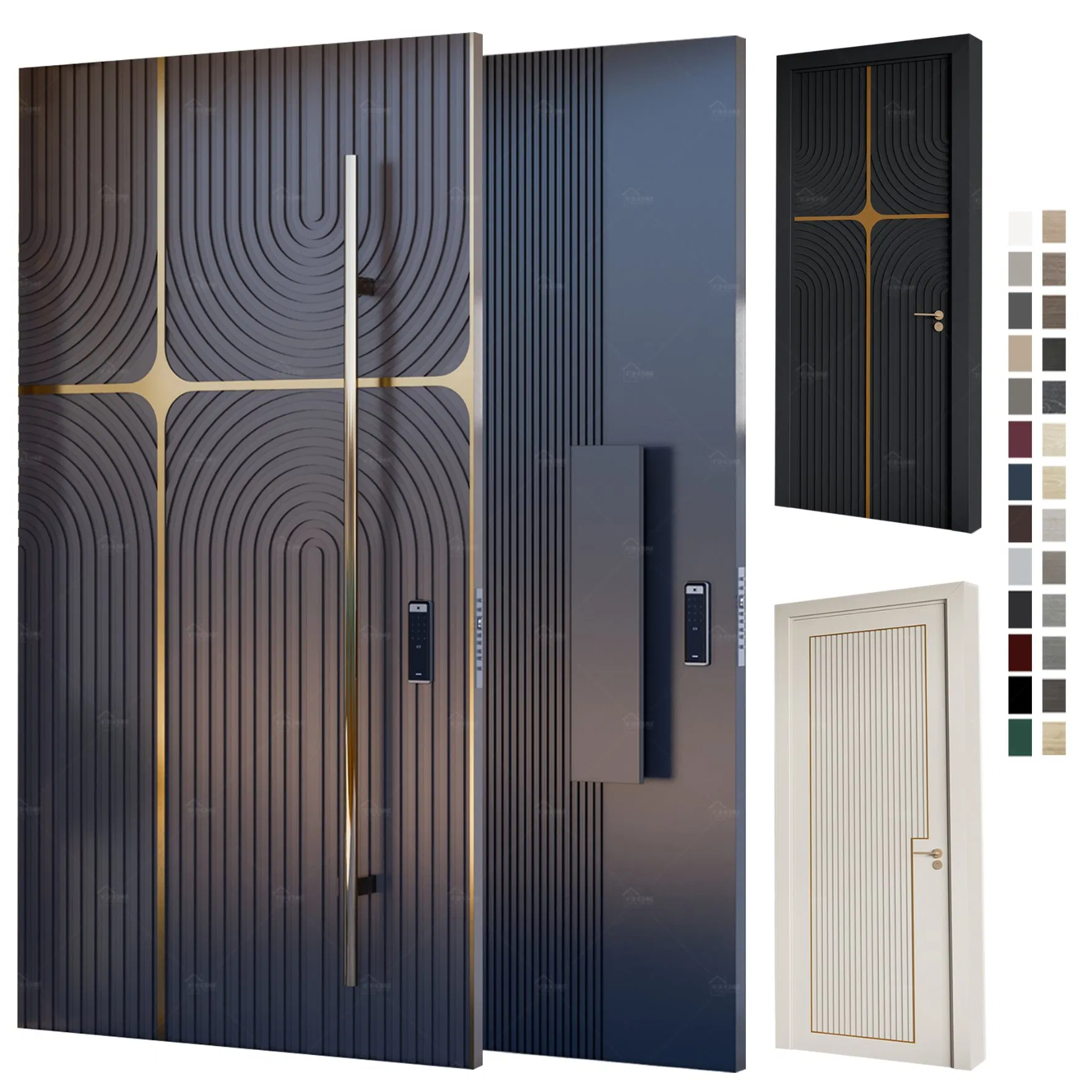 European Standard Modern 48 Inches Home Aluminum Exterior Doors Heavy Duty Exterior Doors for Houses Metal Pivot Doors