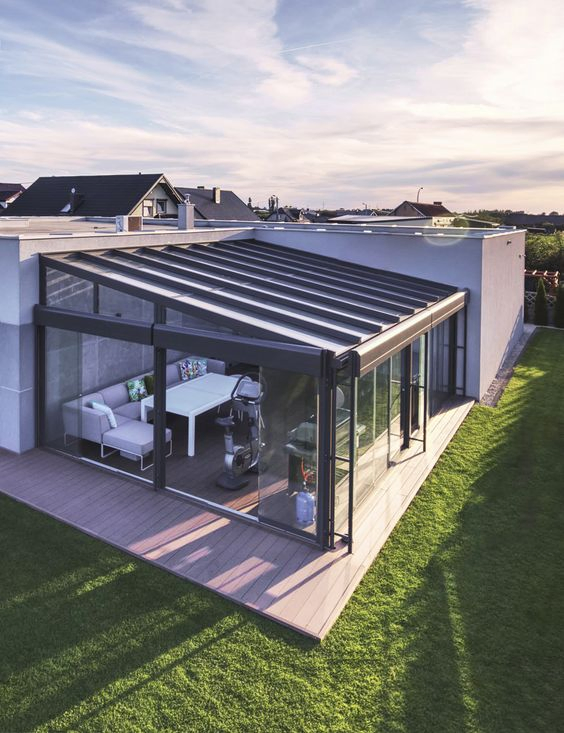 Thermal Break Aluminum Alloy Frame Tempered Glass Sunroom Aluminium Windows and Doors Outdoor Sound/Heat/Water Insulation Sun Rooms for House Decor