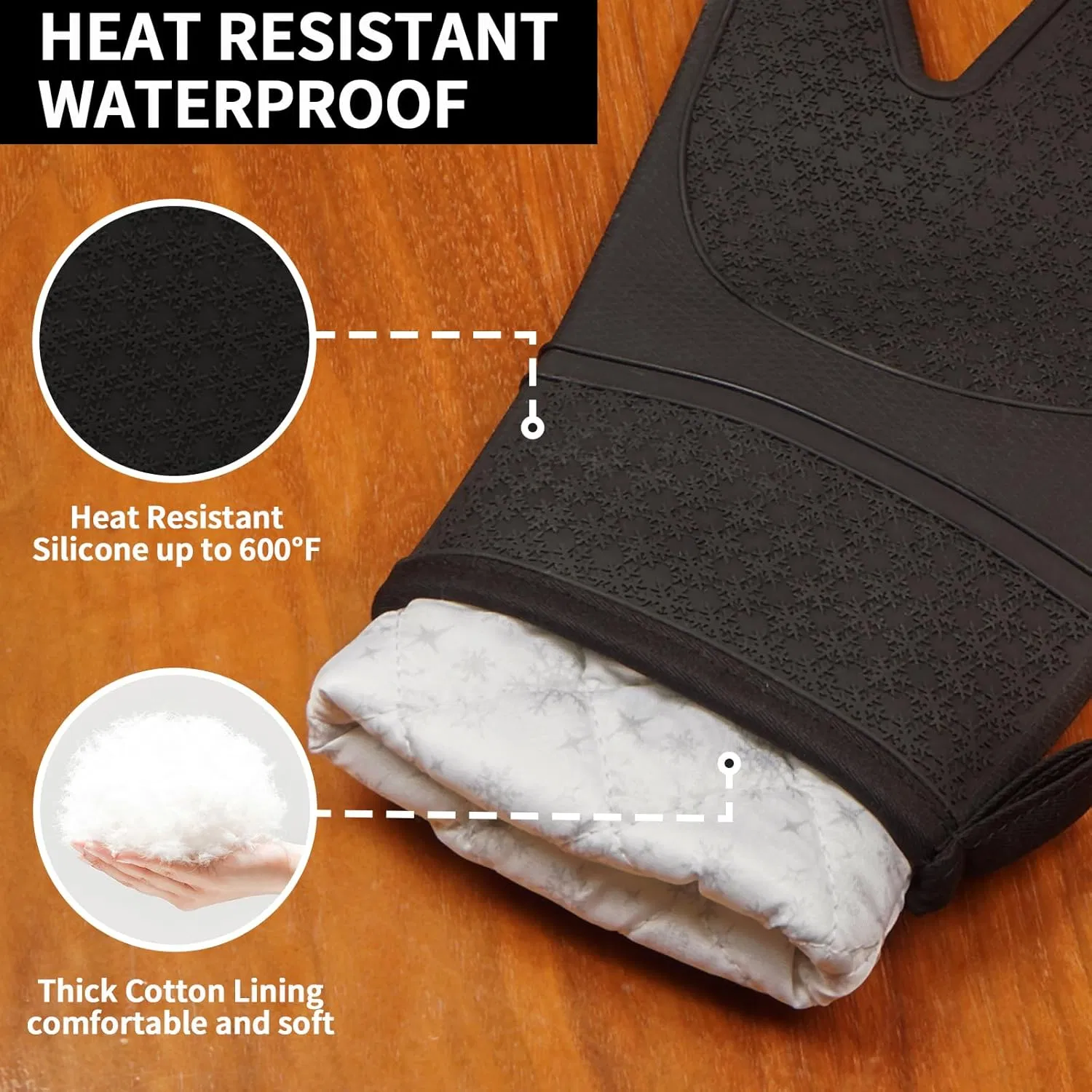 Heat Resistant Silicone Soft Baking Gloves with Non-Slip Grip