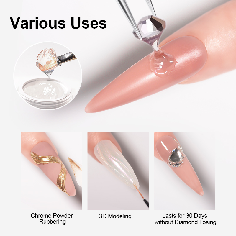 R S Nail Solid Nail Rhinestone Glue Clear High Transparency Resin Long Lasting Diamond Sticky Gel