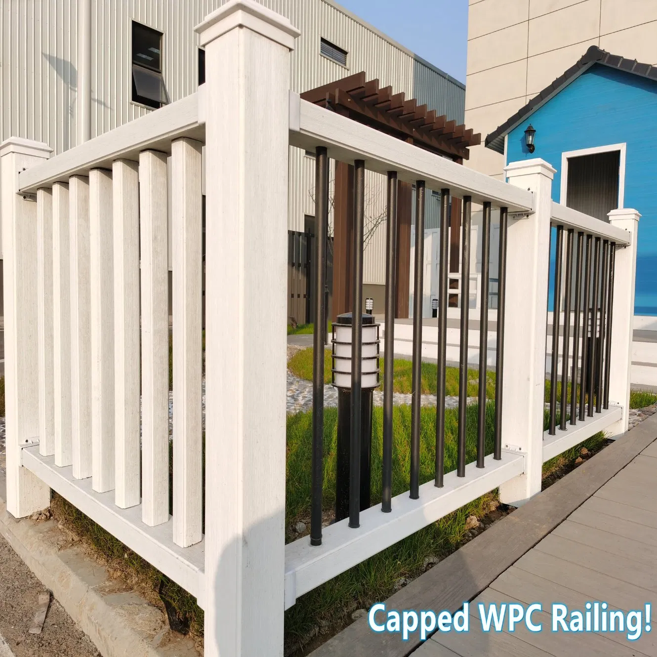 Home Garden Wood Plastic Composite Fence Panel Waterproof Wind Resistant Easy Installation