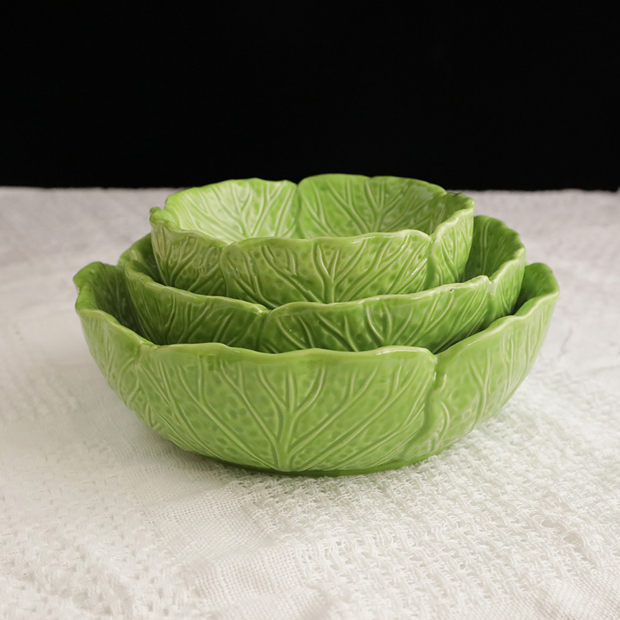 Ceramic Cabbage Design Bowl Soup Bowl Grass Green Vegetables Salad Bowl