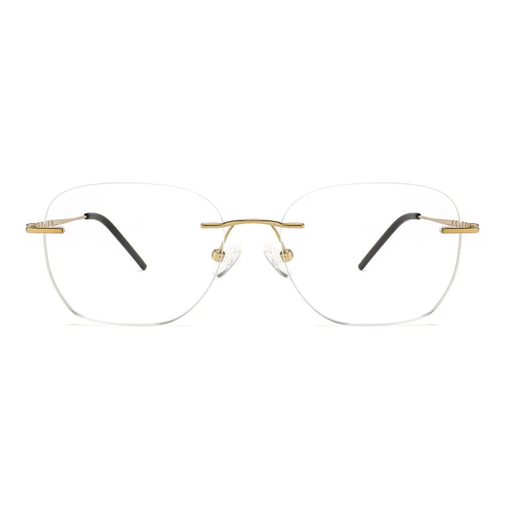 Tc-010 Elegant Rimless Optical Frames Minimalist Gold Titanium Glasses