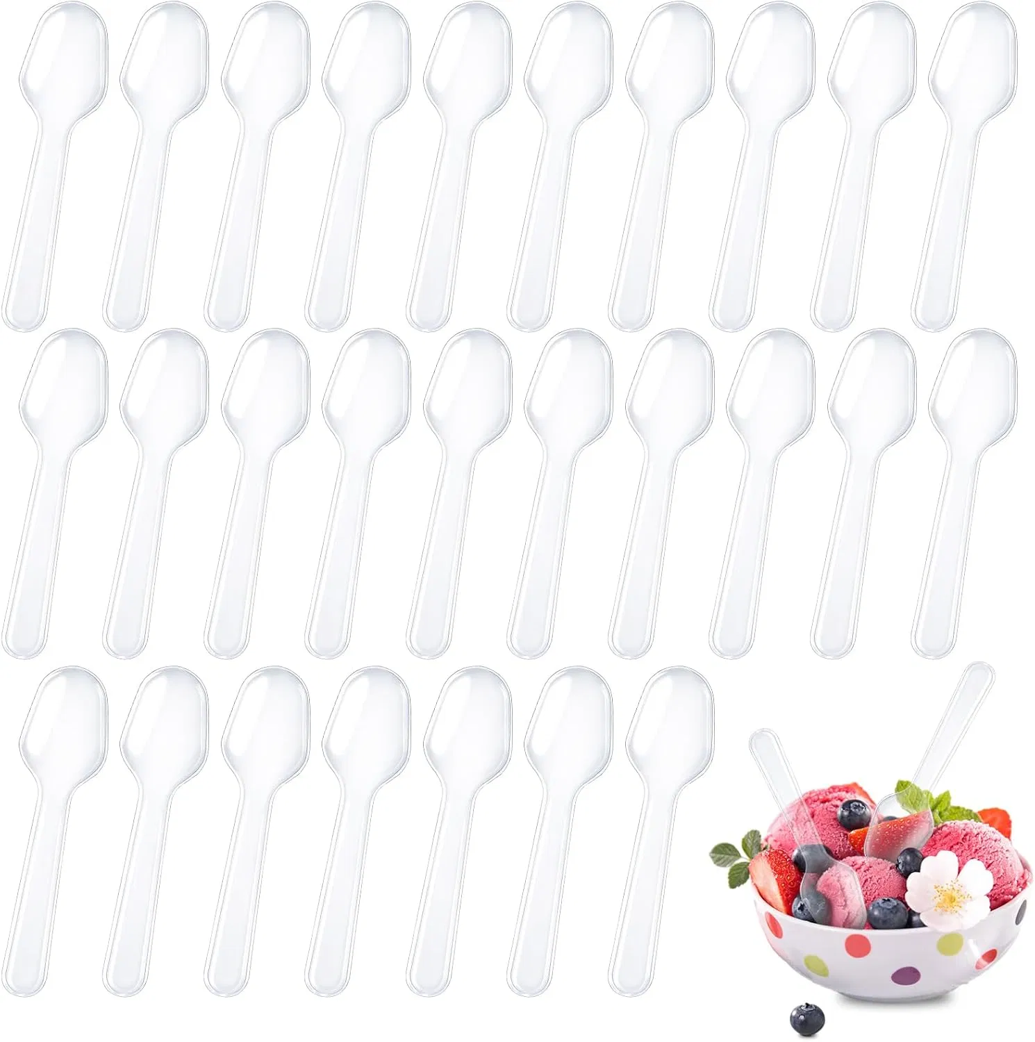 Disposable Clear Tasting Spoons Ice Cream Spoons