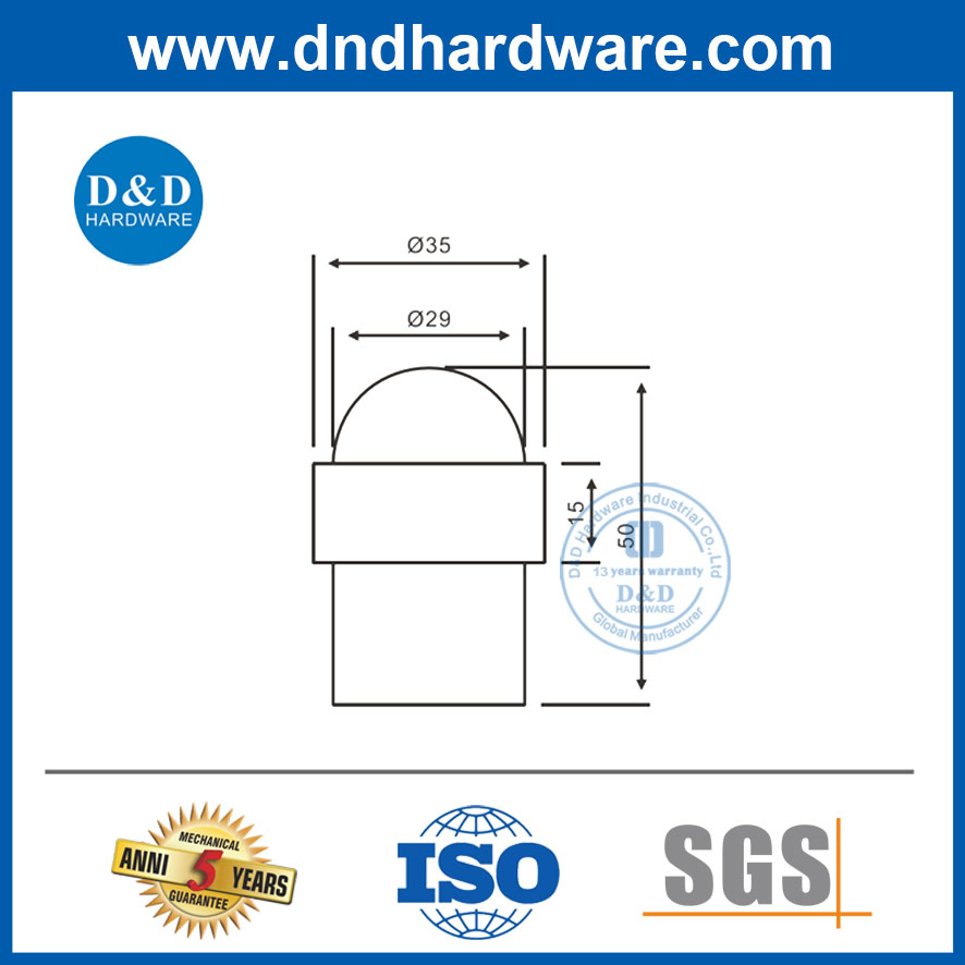 Architectural Hardware SS304 Door Stop Fittings for Commercial Building
