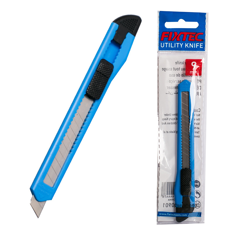 Fixtec 9mm Retracting Blade Box Cutter Knife Art Paper Utility Cutter Knife