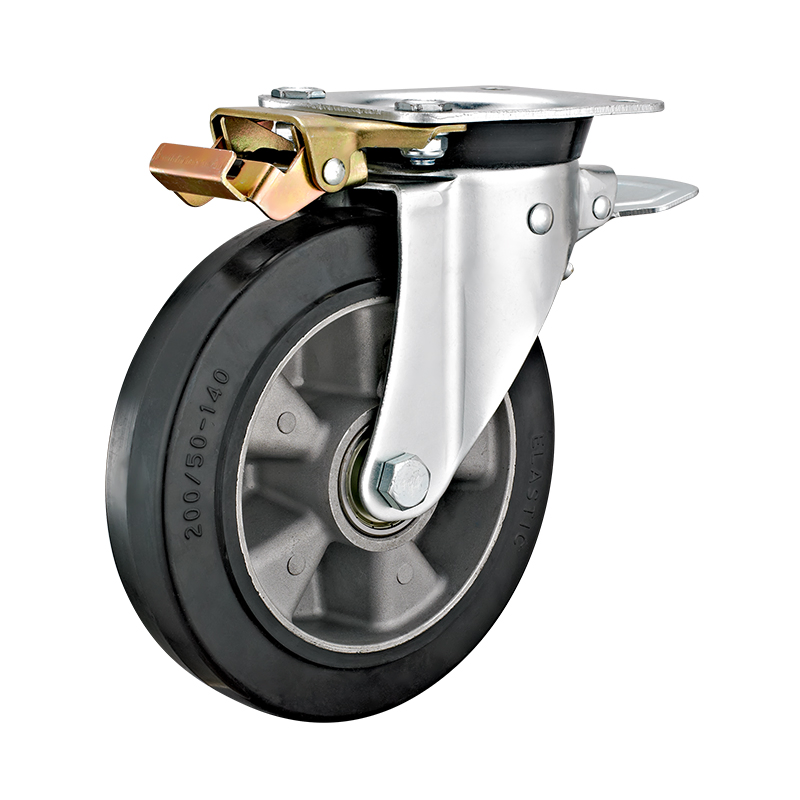 6"8"Garbage Bin Wheels with Directional Lock Heavy Duty Industrial Aluminum Core Rubber Trash Bin Caster Wheels
