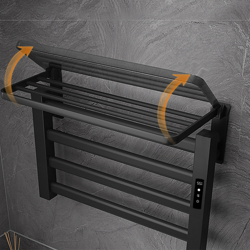 2025 New Products Bathroom Metal Adjustable Door Wall Mounted Shower Paper Electric Electronic Heated Heating Towel Warmer Heater Rack Holder in Black Colour