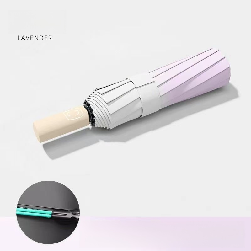 Promotional 10K Double Bone 3 Folding Custom Automatic Rain Sun Gift Gradient Advertising Outdoor Umbrella with Logo Printing Light Blue