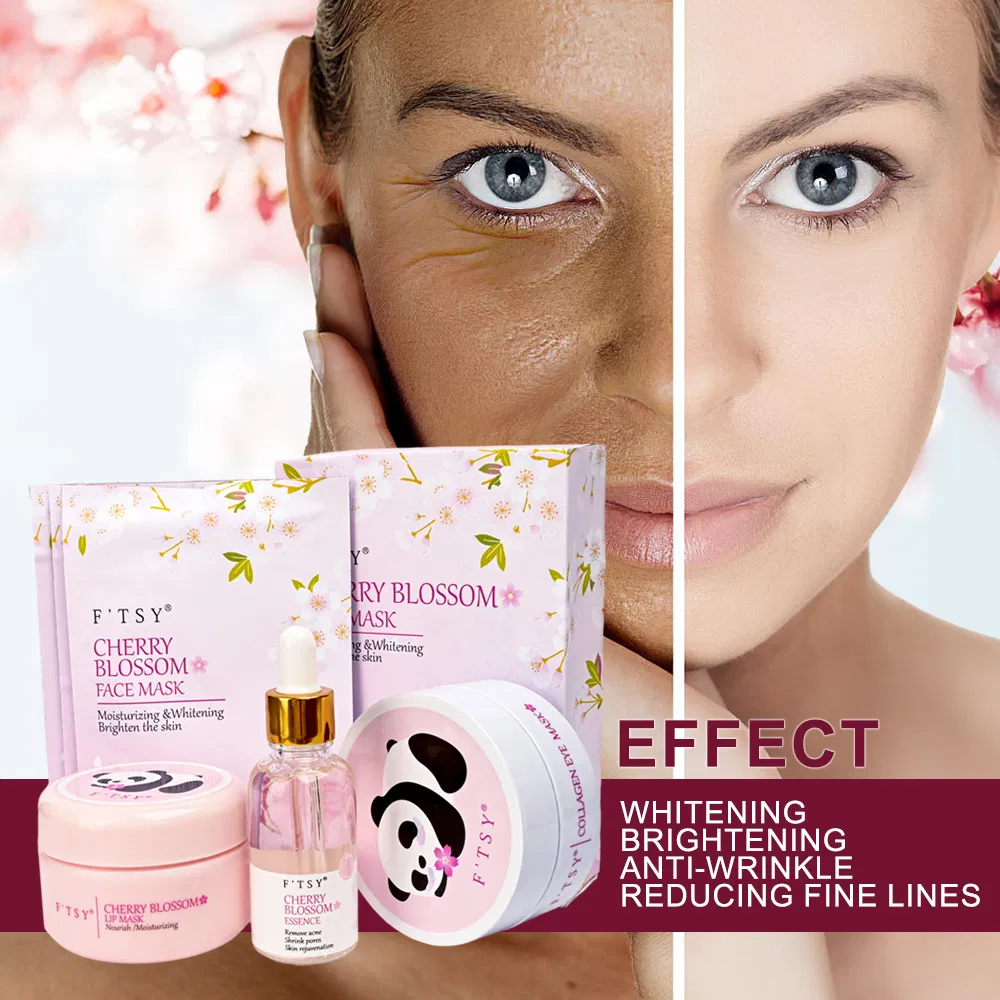 OEM/ODM Brightening Collagen Anti-Aging Cherry Blossom Natural Face Skin Care Set
