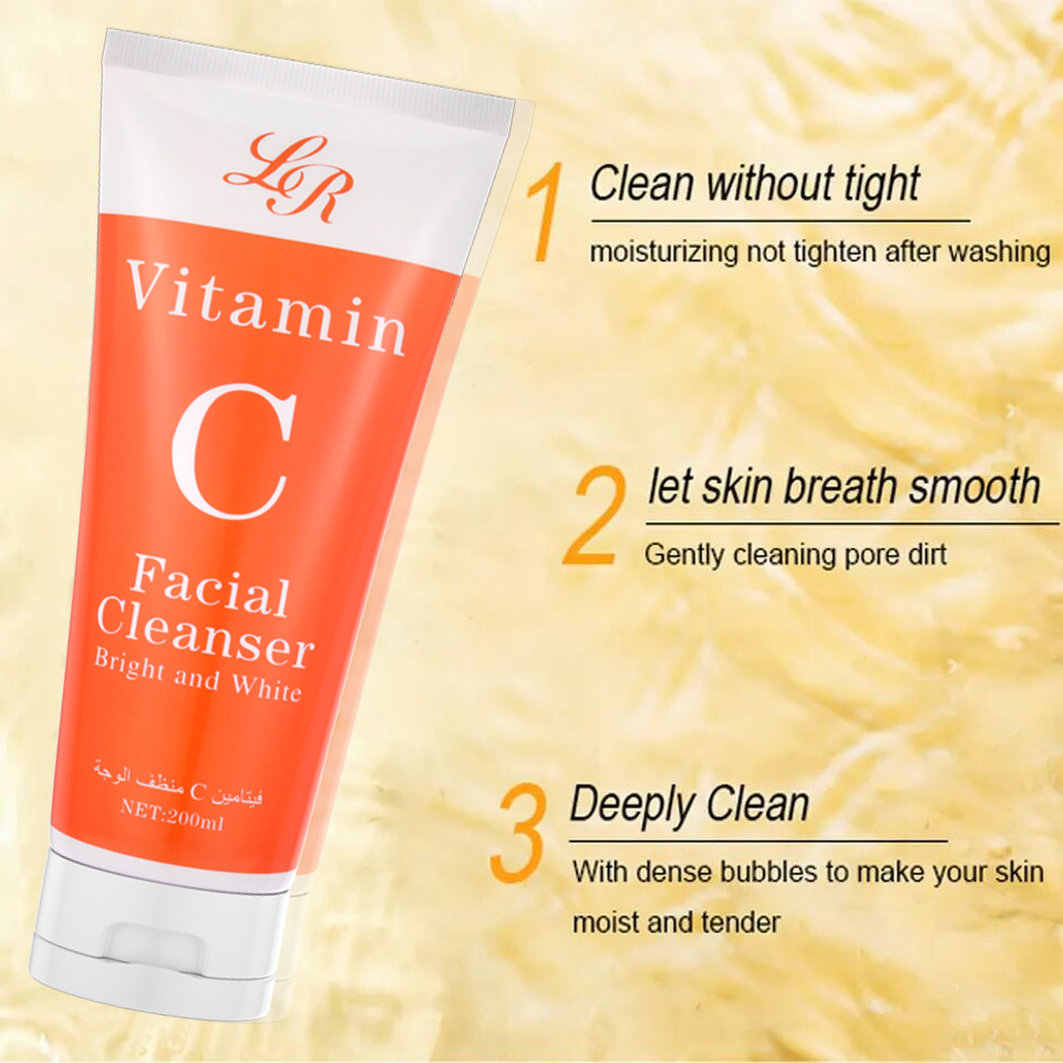 Liru Vitamin C Facial Cleanser Organic Skin Care Cleansing Foam Face Wash