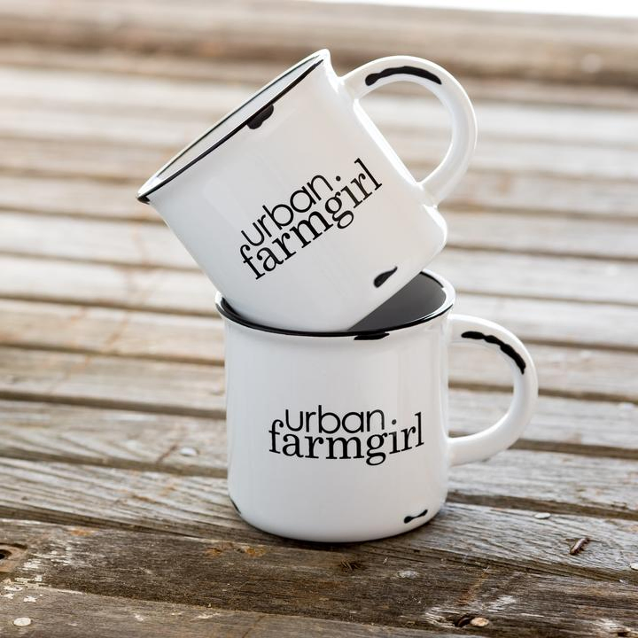 Classic 13oz Black and White Enamel Mug for Home and Travel