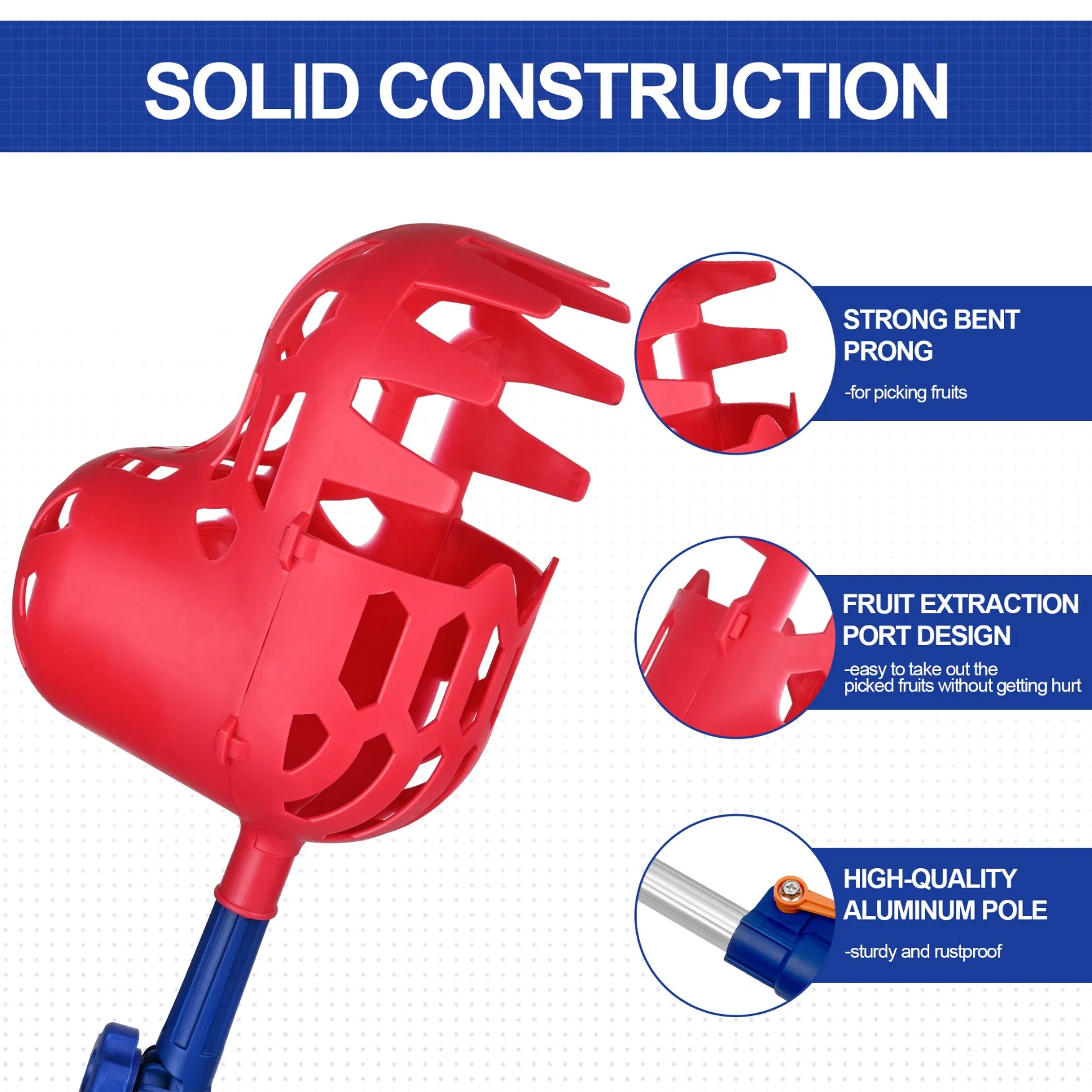 Telescoping Lightweight Aluminum Fruit Picker