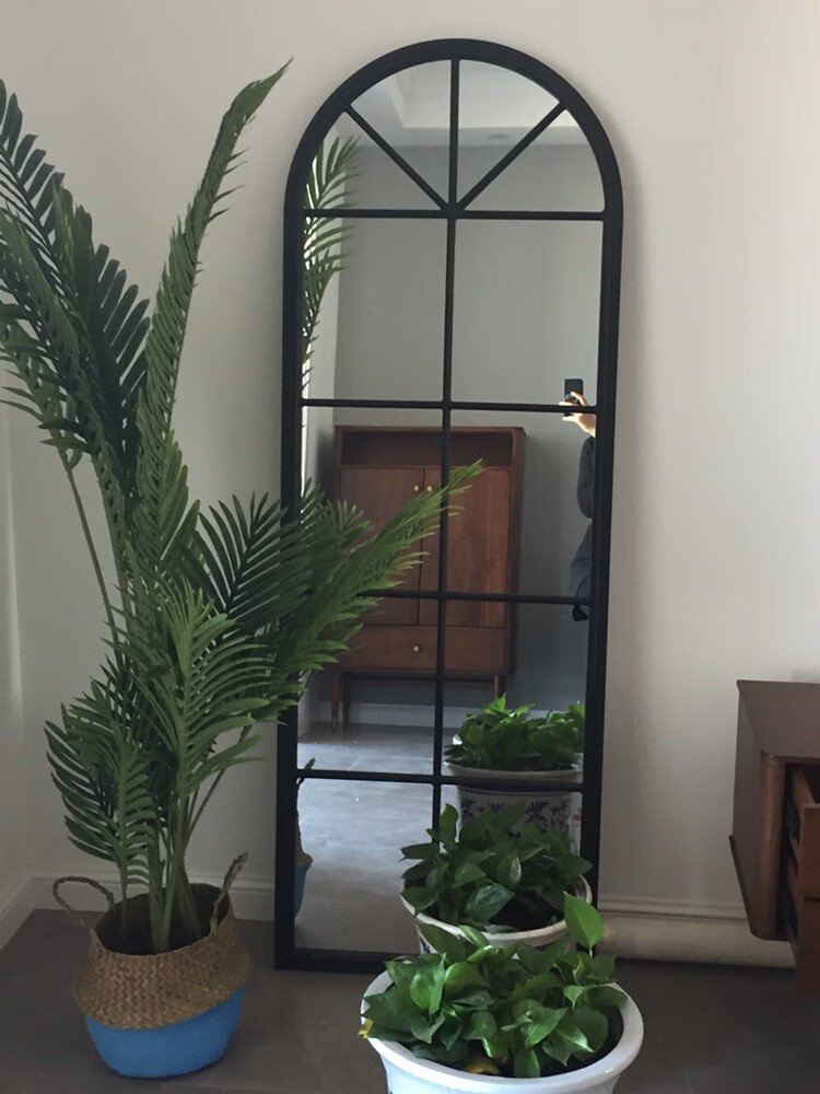 Black Metal Wall Frame Mirror Hanging Frame Decorative Mirror for Living Room