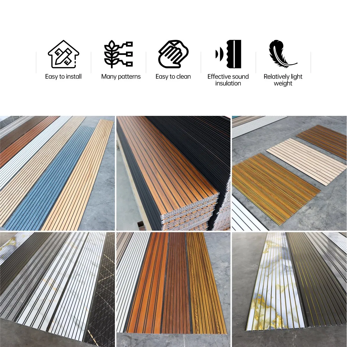 Sonsill South America Waterproof Wood Look Black Base Ceiling PVC Board Sheet Waterproof PVC Wall Panel for Wall Decor