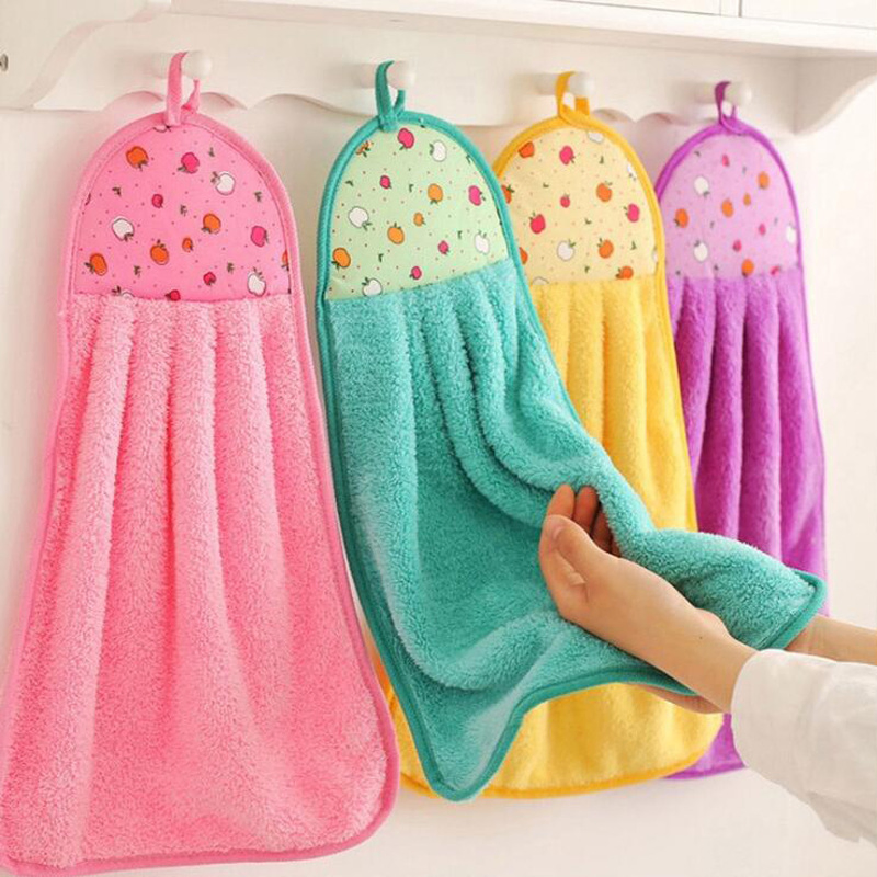 Kitchen Fast Dry Super Soft Wall Microfiber Hanging Hand Towel with Hanging Loop