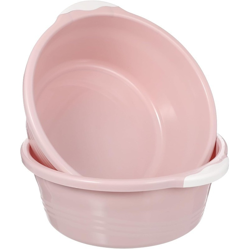Circular Double-Eared Thickened Anti-Fall Washing Household Bathroom Simple Solid Color Plastic Basin