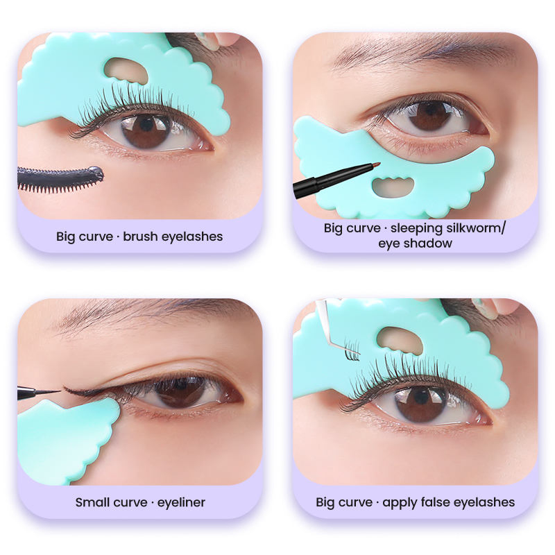 Mini Silicone Eyelash Makeup Tools Eye Shadow Applicator Eyeliner Aid Mascara Shield Multifunctional Reusable and Easy Clean Makeup Stencil for Beginners