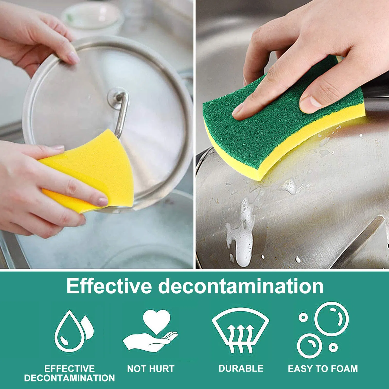 Eco Non Scratch Dish Scrub Sponges for Cleaning Scouring Pad Dishwashing Cleaning Sponges Kitchen Sponges OPP Bag Custom Shape