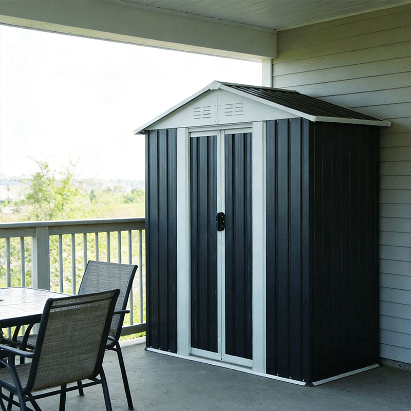 5*3FT Heavy-Duty Outdoor Metal Garden Storage Shed with Floor