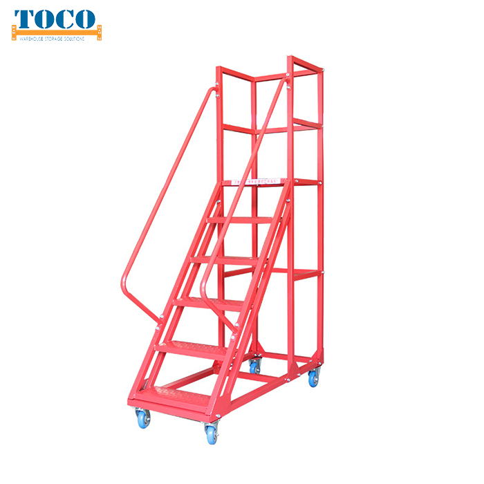 China Supplier Movable Order Picking Step Platform Ladder with Wheels