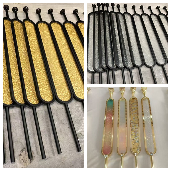 Modern Decorative Metal Glass High End Luxury Indoor Stair Balusters Railings Balusters for Villa Balcony Staircase
