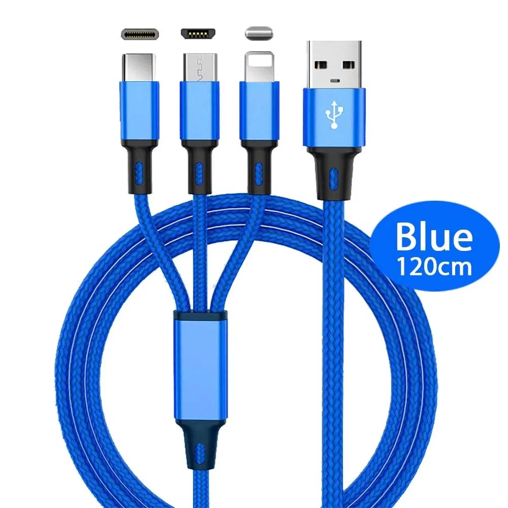 Rt-Mc60 3 in 1 Nylon Micro USB Type C Multi Charge Cable