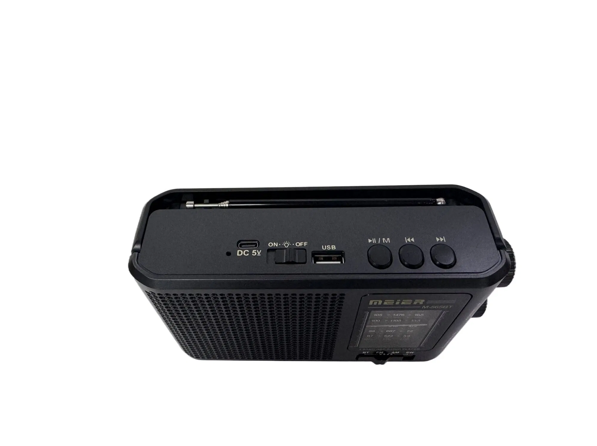 Emergency Radio Portable 3-Band Am FM Sw Radio, LED Flashlight, TF Card and MP3 Player, Rechargeable Speakers Bluetooth Retro Design Meier M-565bt