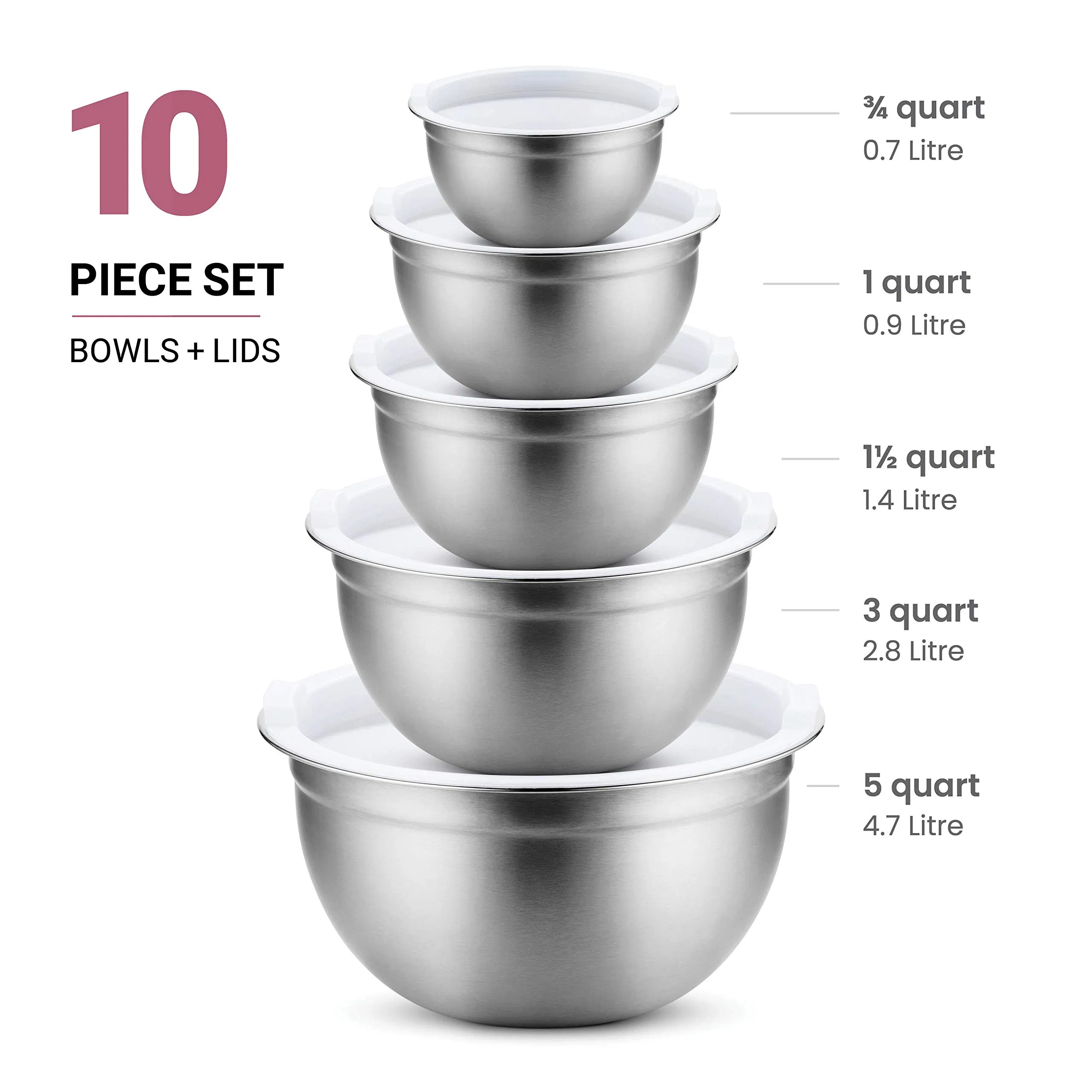 Special Lids Kitchen Storage Stainless Steel Large Cooking Baking Mixing Bowls