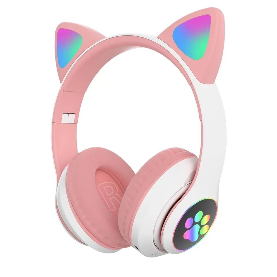 New Arrival Gradient Color Cat Ear Over Ear Wireless Bluetooth Headphones