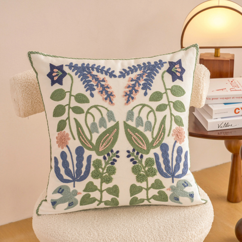 Cotton Embroidery Home Decorative Square 18 X18 Inches Pillowcase Yellow Cushion Cover