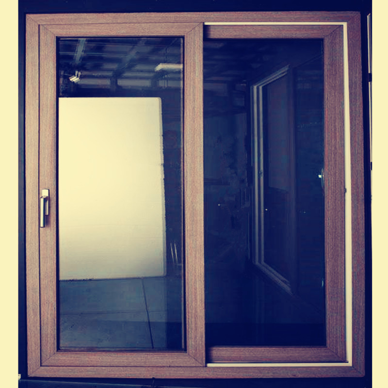Elegant Wooden Film Double Glazed UPVC Sliding Door Design