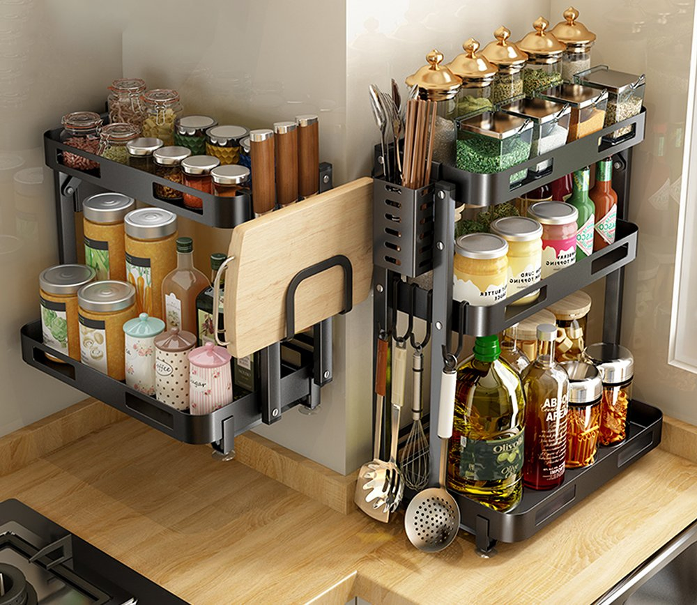 Настенная металлическая полка для специй черная