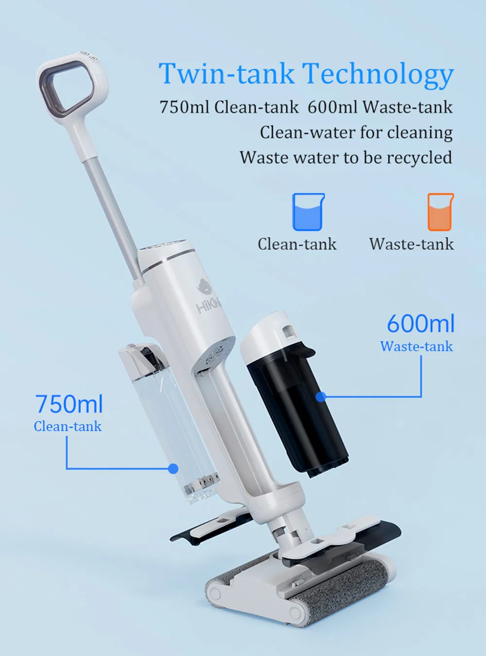 Powerful Vacuum Cordless Mop Floor Scrubber Wet and Dry Floor Cleaner