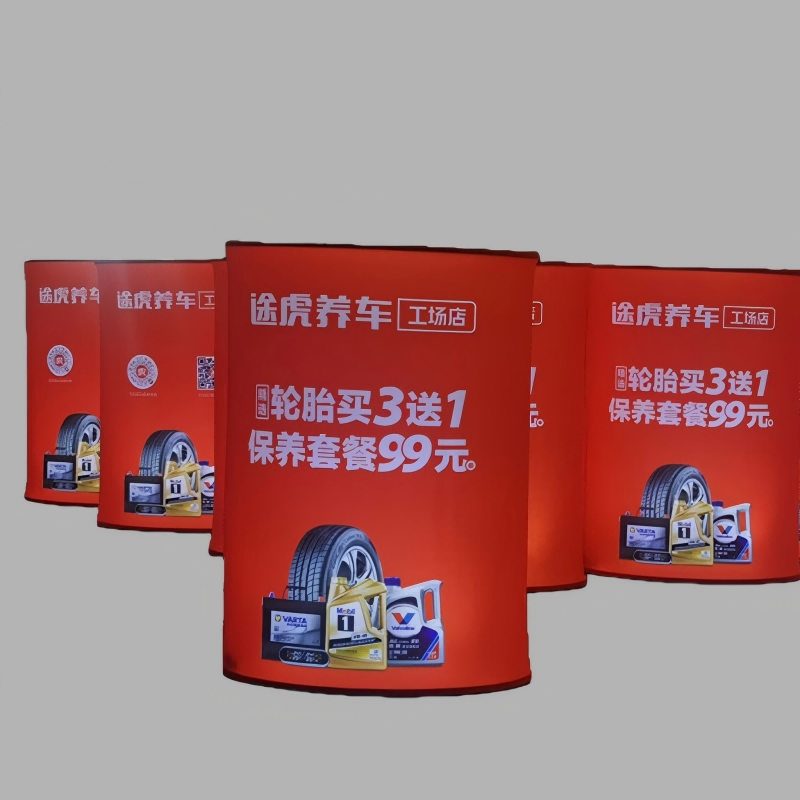 Customizable Circular Reception Desk Exhibition Advertising Folding Promotion Counter Portable Booth