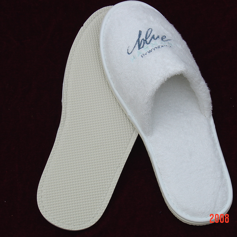 Handcrafted Hotel Cotton Towel Slippers with EVA Rubber DOT Outsole