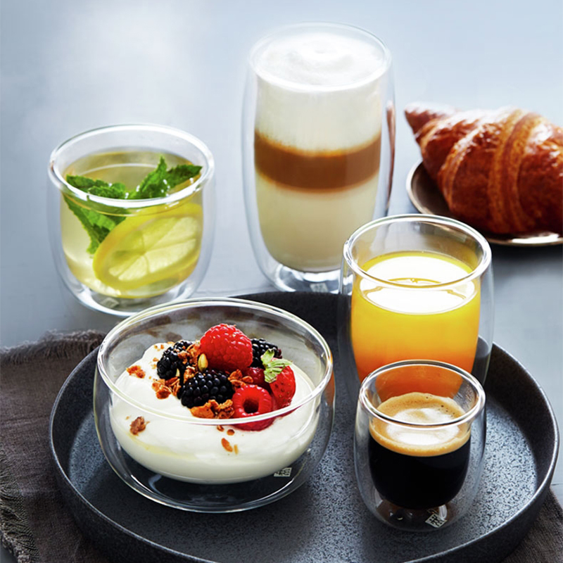 Double Layer Heat-Resistant High Borosilicate Glass Bowl Big Salad Bowl Microwave Tableware Ice Cream Heatproof Salad Dinnerware