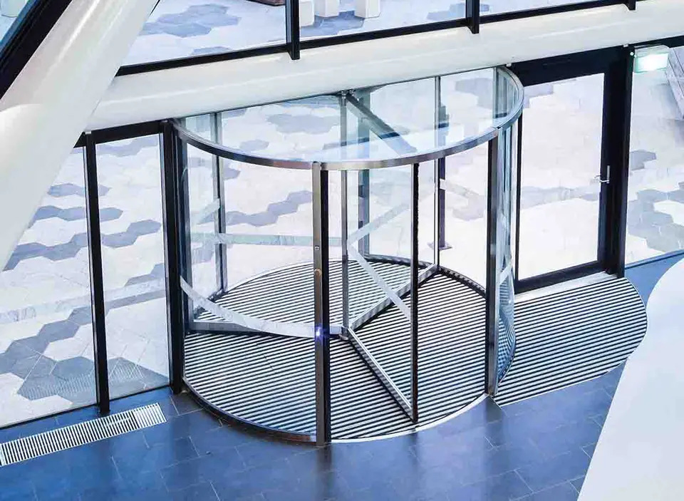 Golden Color Two Wings Automatic Glass Revolving Door