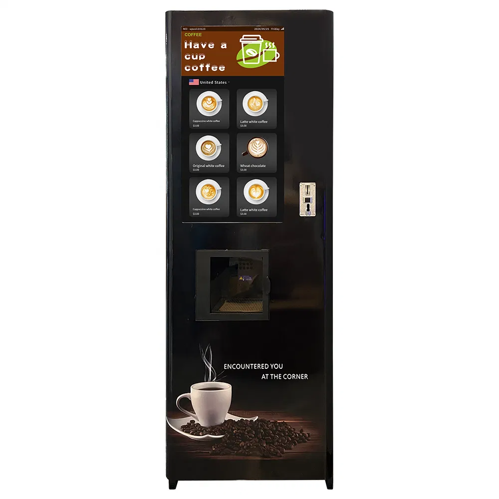 Upus Factory Custom Coin Operated Coffee Hot Chocolate Vending Machine WiFi Vending Machine 24 Hours Self-Service