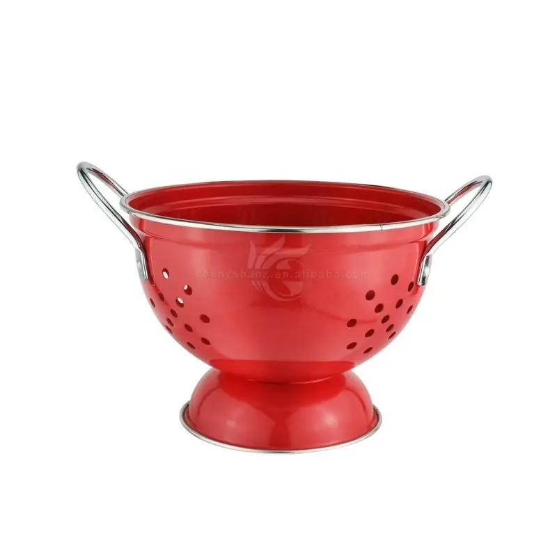 Colored Powder Coating Fruit Basket Metal Colander Stainless Steel Fruit Vegetable Strainer