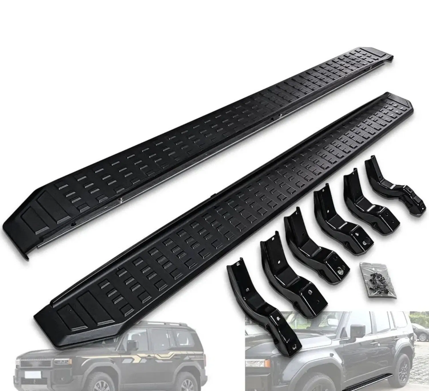 Боковой порог-подножка из алюминия для Toyota Prado (LC250) 2024+