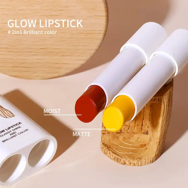Custom Lip Makeup 2 in 1 Superimposed Color Changing Yellow Glow Lipstick Set