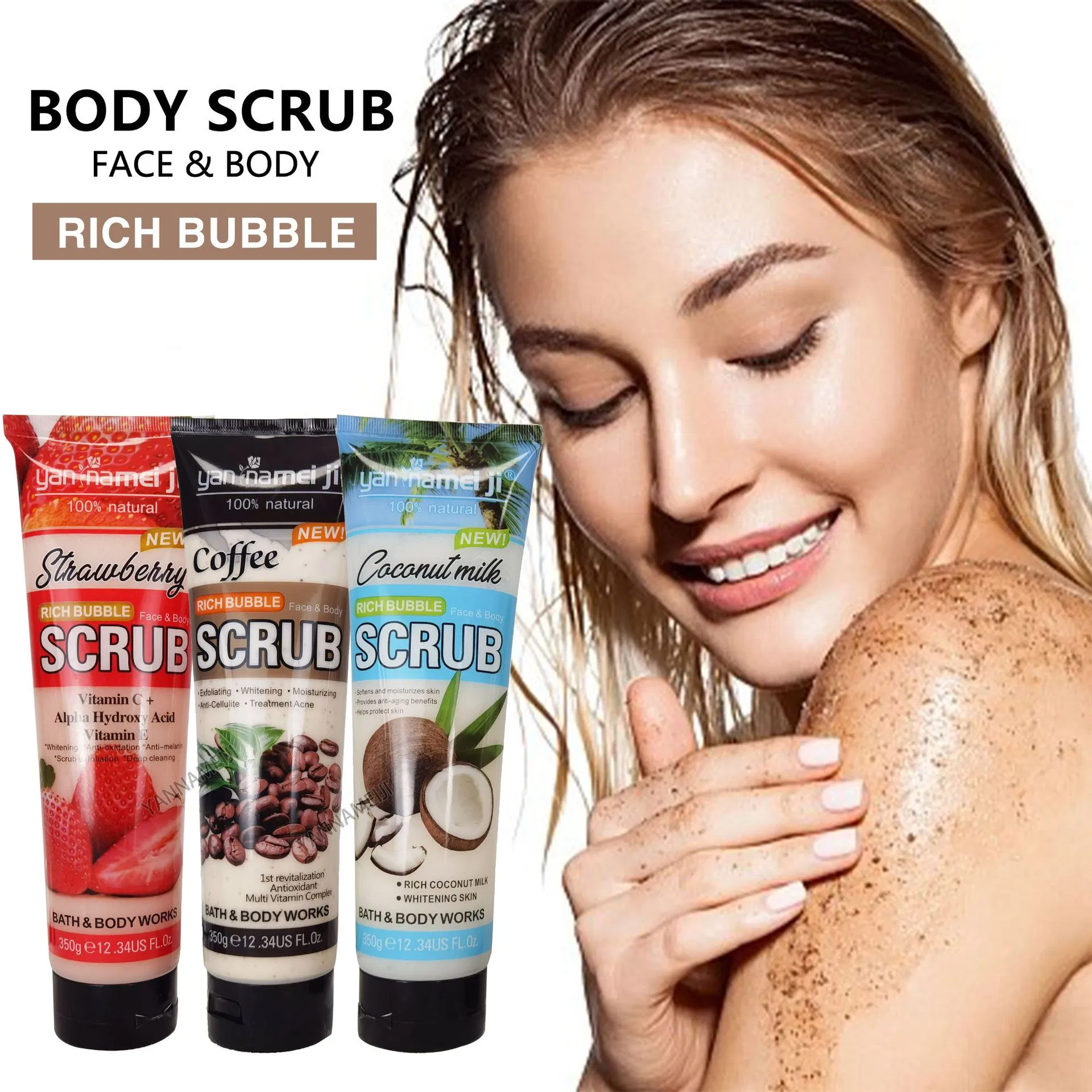 Strawberry Scrub Deep Clean Exfoliating Clean Remove Chicken Skin Bamboo Charcoal Face Body Scrub Bath Salt