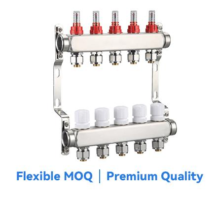 D&R Stainless Steel Long Service Life 2-12 Ways Water Manifold for Floor Heating System