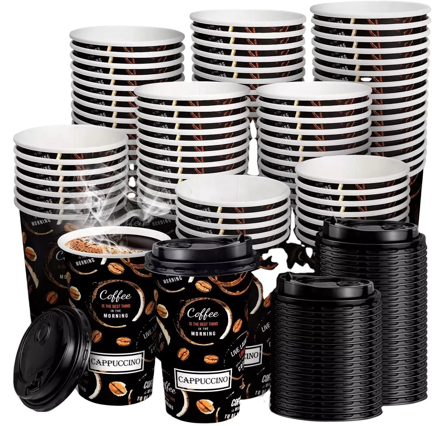 Single Wall Disposable Paper Cups Cardboard Carton 8oz to Go Lid Cup