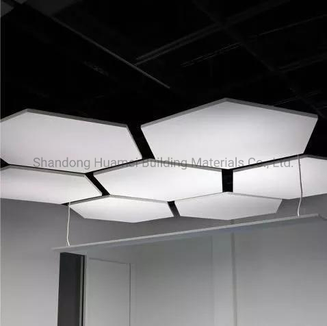 Fireproof Decorative Interior Suspended Metal Ceiling Tiles Fashionable Hexagon Glasswool Ceiling Panel