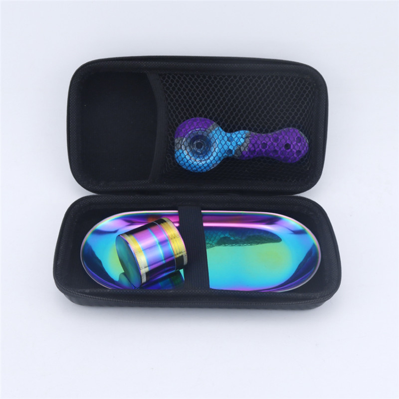 Color Smoking Set Tobacco Smoke Pipe Honey Water Pipe Herb Grinder Smoking Accessories Rolling Tray Smoking Kit