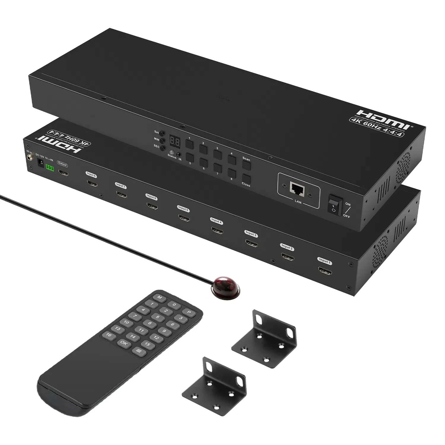 Custom 4X4 for HDMI Matrix Video Switcher RS-232 LAN Port Control EDID Management IR Remote Support 4K Video Splitters