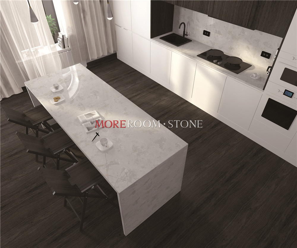 Hotel Engineering White Artificial Culture Marble Quartz Stone Slabs