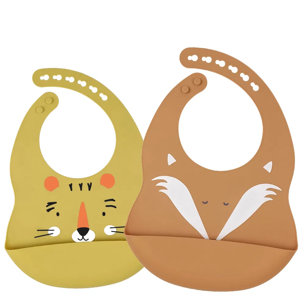 OEM Custom Baby Silicone Bibs Waterproof Soft Apron Animal Shape Colorful Printing Bib